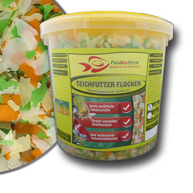 Teichflocken 5Liter Eimer 600 g Fischfutter Flocken Teichfutter Futter